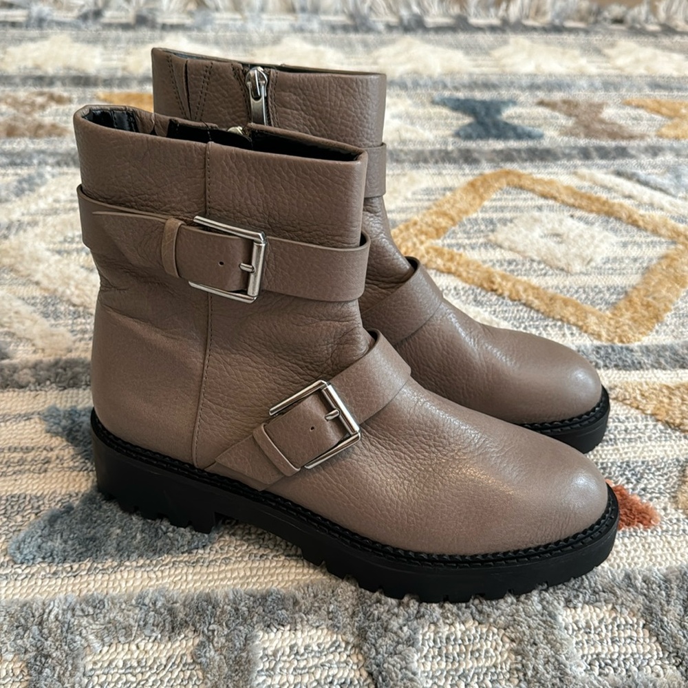 Nordstrom Macombs Water Resistant Moto Boots Size 8 Taupe Gray Boots